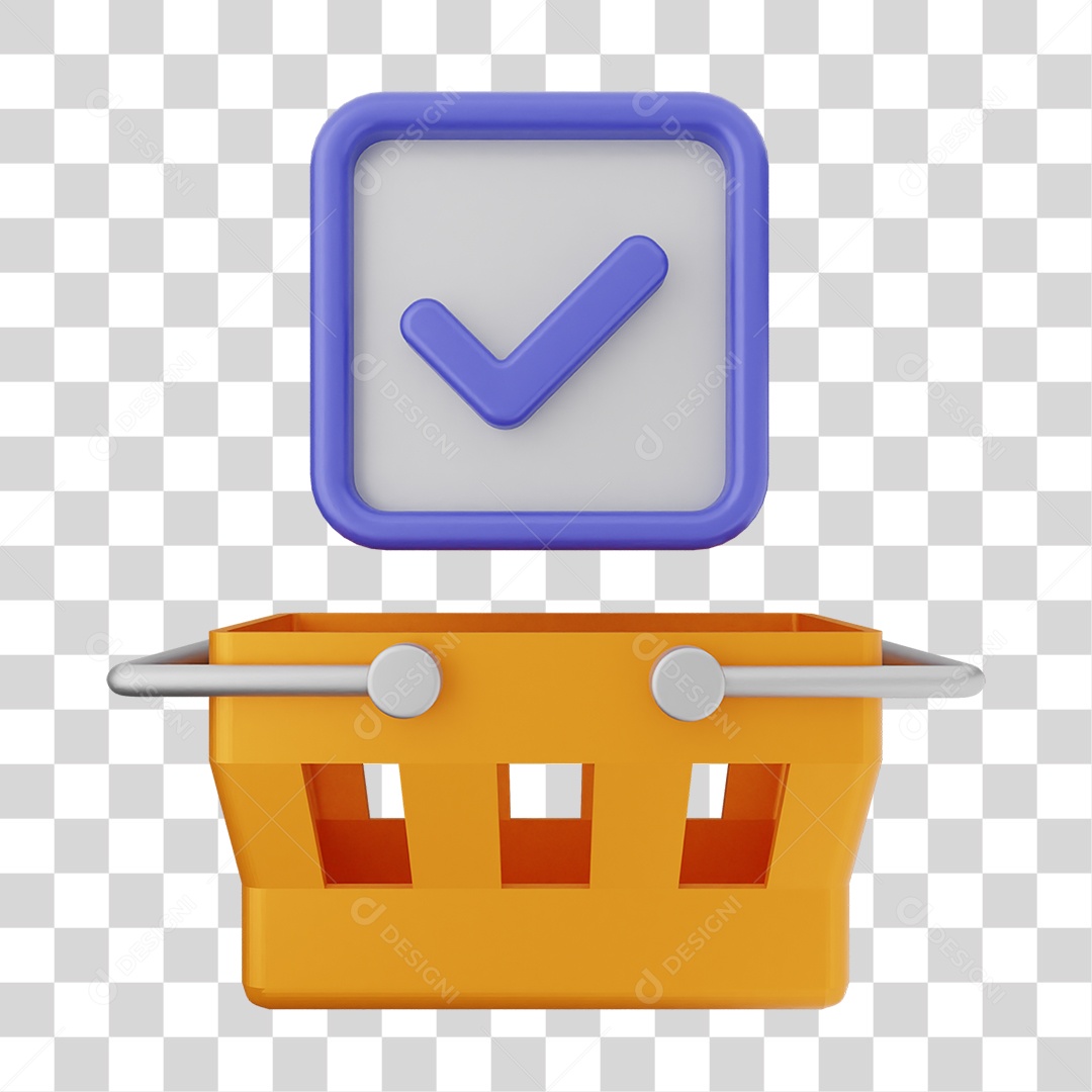Cesta de Supermercado com Verificação PNG Transparente