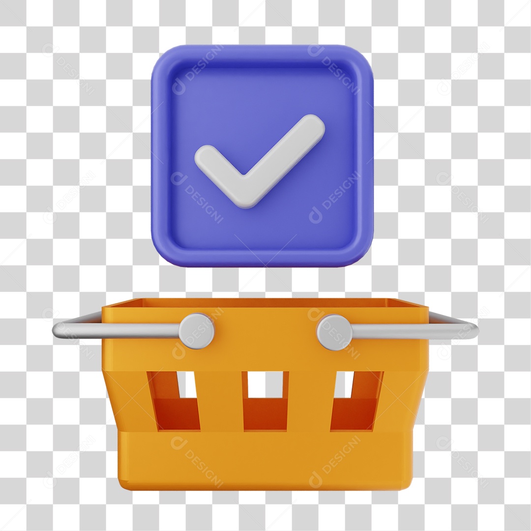 Cesta de Supermercado com Verificação PNG Transparente
