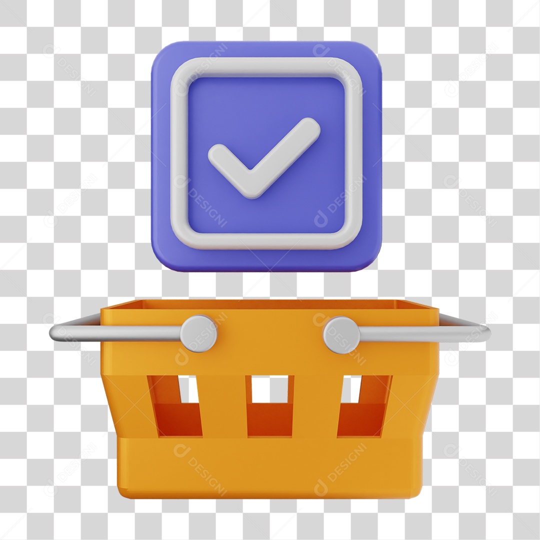 Cesta de Supermercado com Verificação PNG Transparente