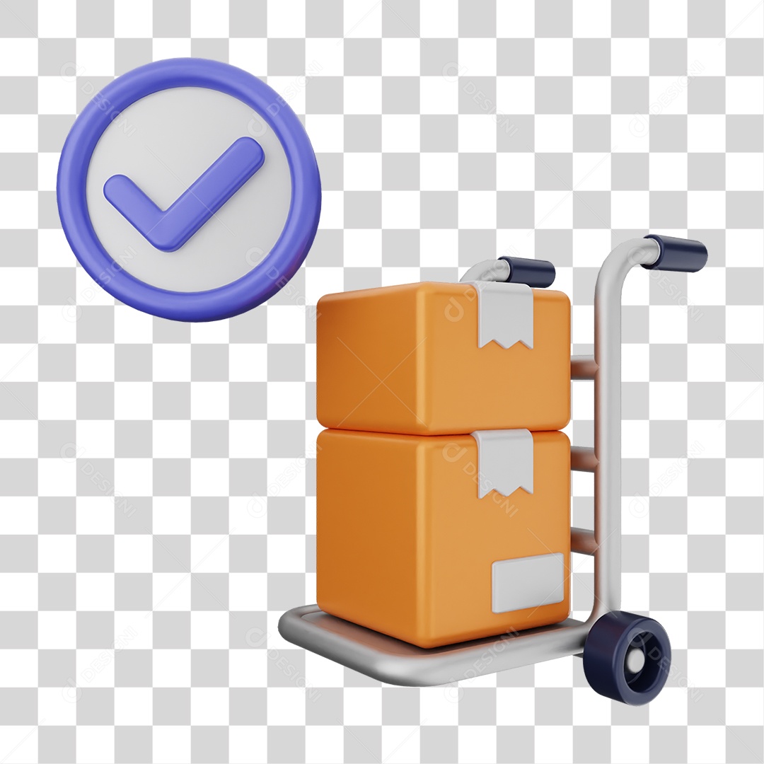 Ícone Carrinho com Caixas Verificação PNG Transparente