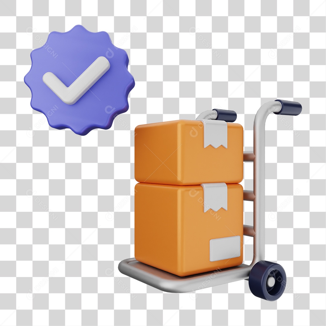 Ícone Carrinho com Caixas Verificação PNG Transparente