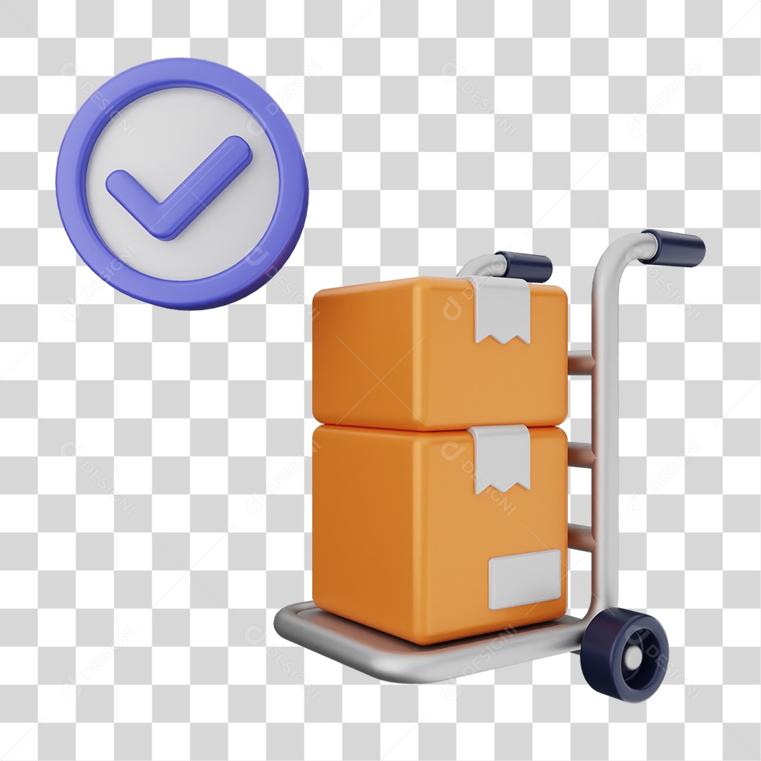 Ícone Carrinho com Caixas Verificação PNG Transparente