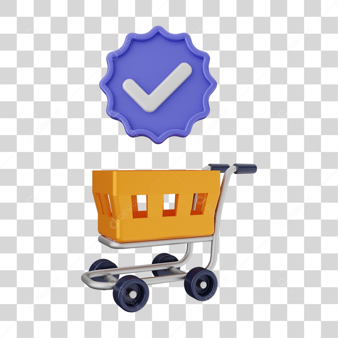 Ícone Carrinho de Supermercado com Verificação PNG Transparente