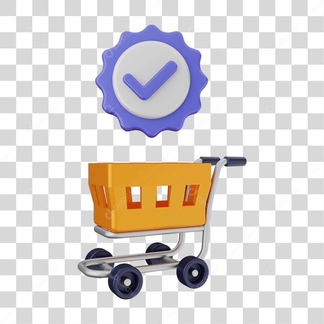 Ícone Carrinho de Supermercado com Verificação PNG Transparente