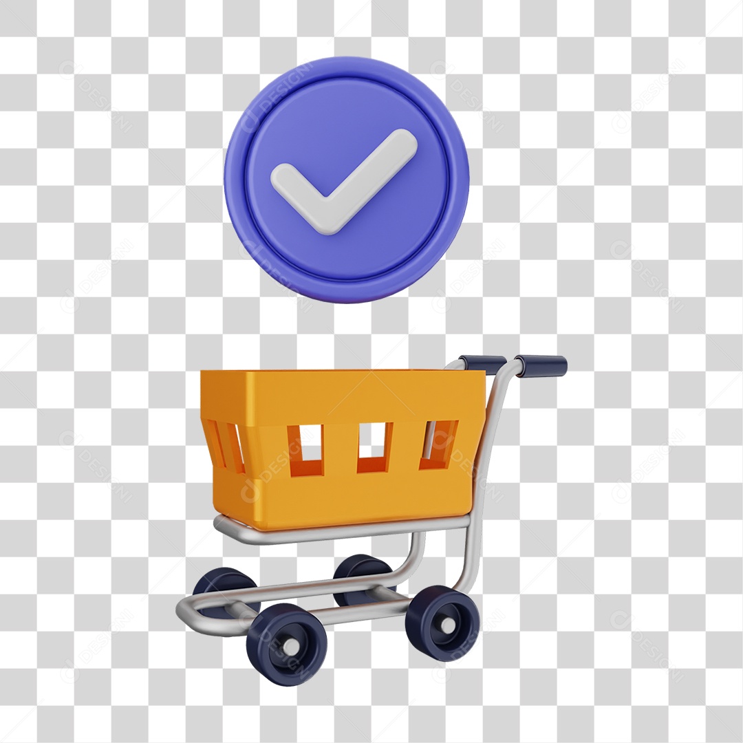 Ícone Carrinho de Supermercado com Verificação PNG Transparente