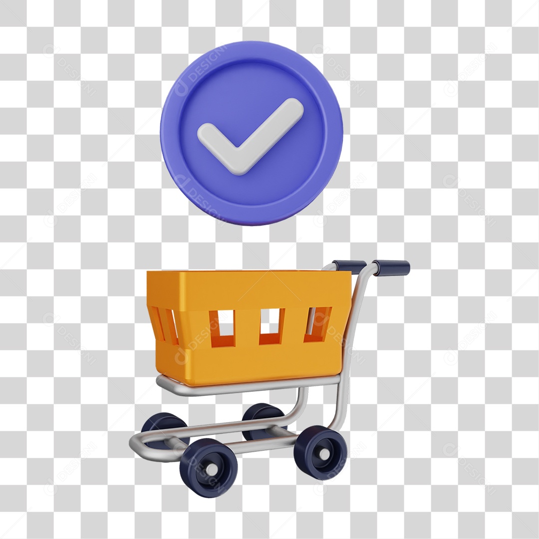 Ícone Carrinho de Supermercado com Verificação PNG Transparente
