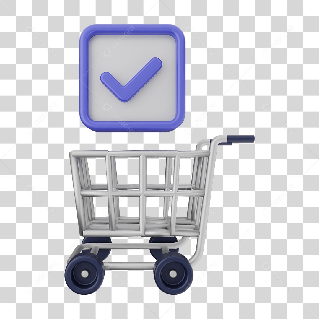 Ícone Carrinho de Supermercado com Verificação PNG Transparente