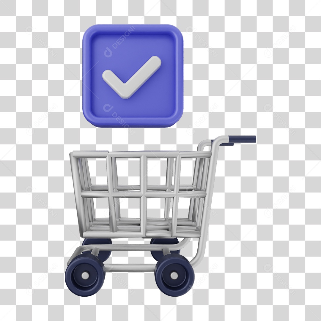 Ícone Carrinho de Supermercado com Verificação PNG Transparente