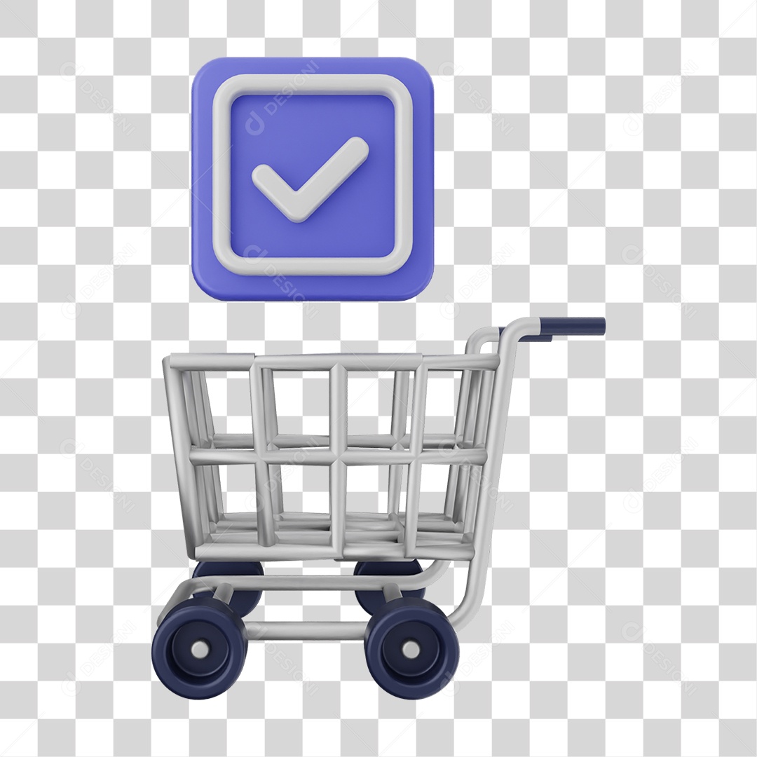 Ícone Carrinho de Supermercado com Verificação PNG Transparente
