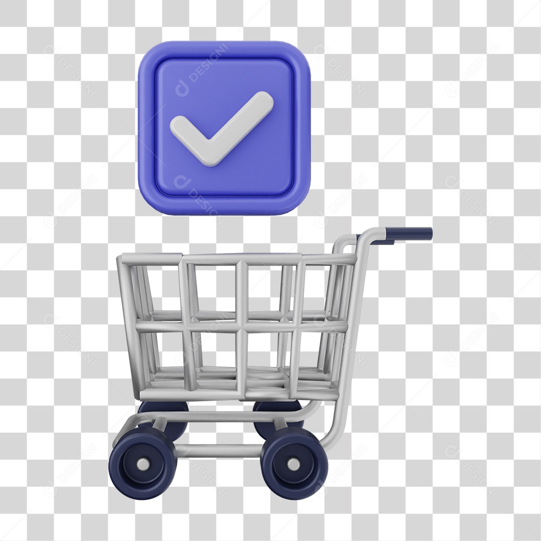 Ícone Carrinho de Supermercado com Verificação PNG Transparente