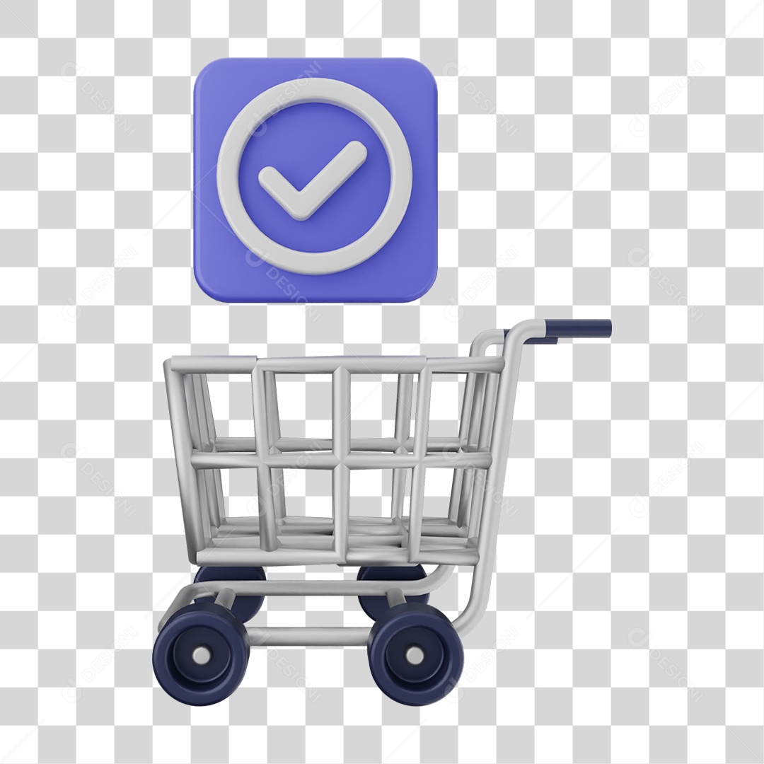 Ícone Carrinho de Supermercado com Verificação PNG Transparente