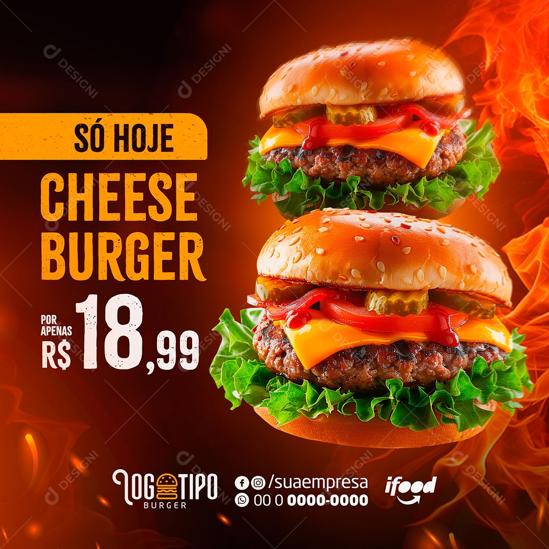 Promoção de Hamburguer Social Media PSD Editável