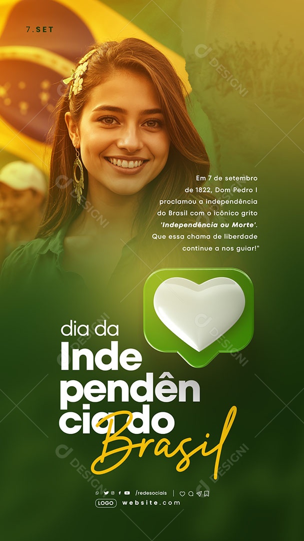 Story Dia da Independência do Brasil 07 de Setembro Dom Pedro Proclamou Social Media PSD Editável