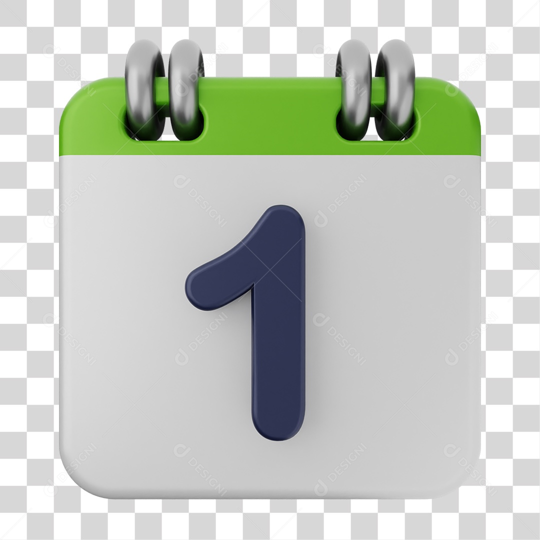 Elemento 3D Calendário Dia 1 PNG Transparente