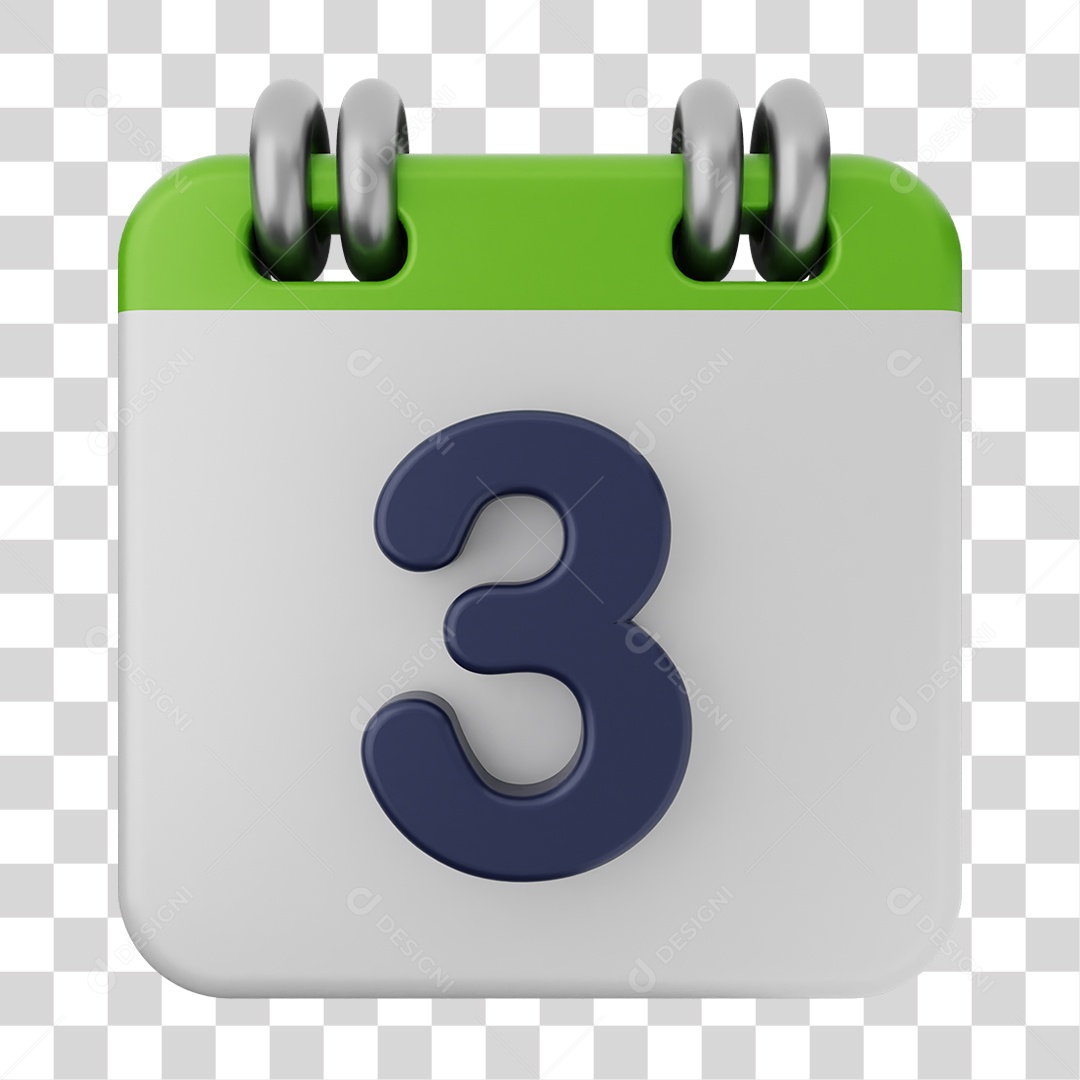Elemento 3D Calendário Dia 3 PNG Transparente