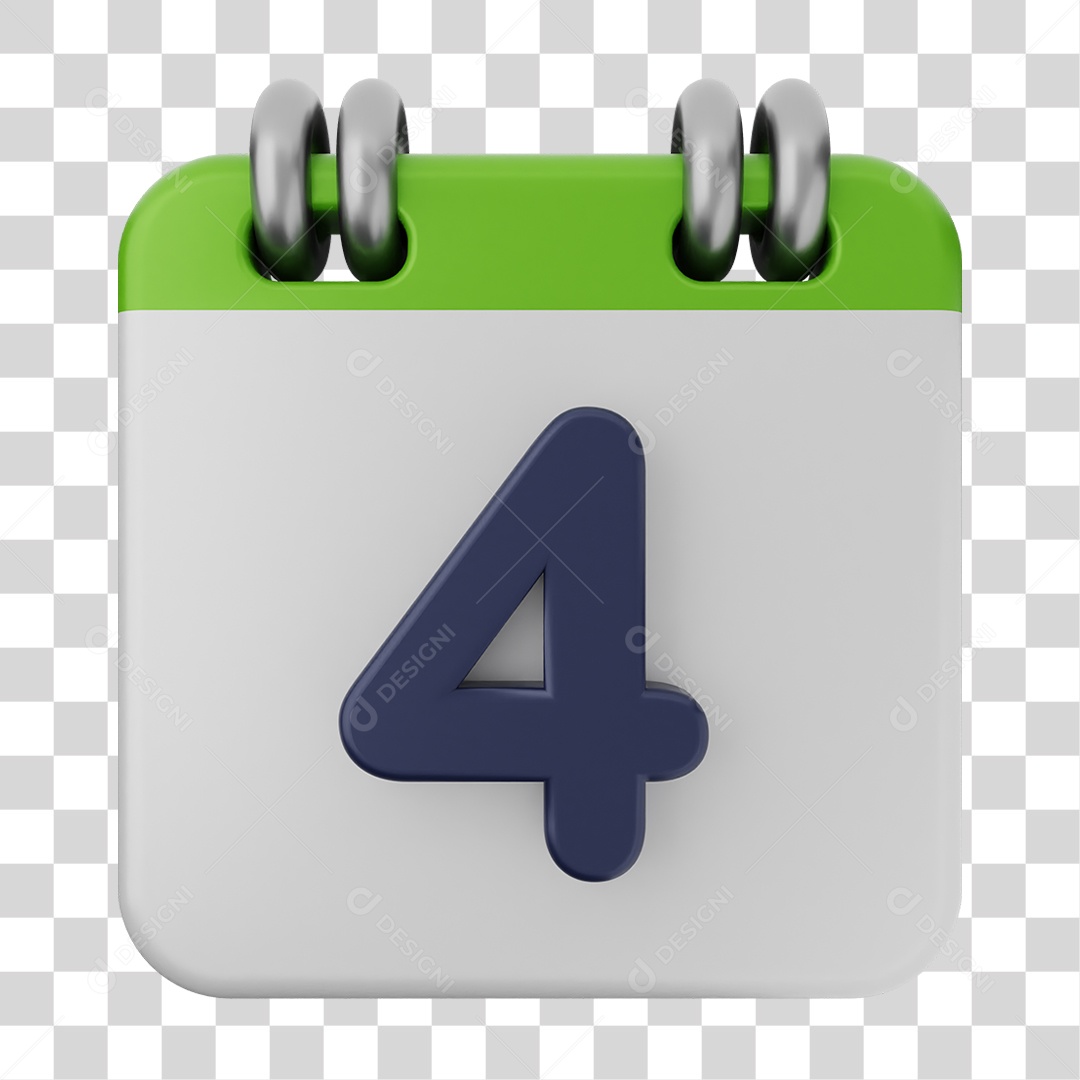 Elemento 3D Calendário Dia 4 PNG Transparente