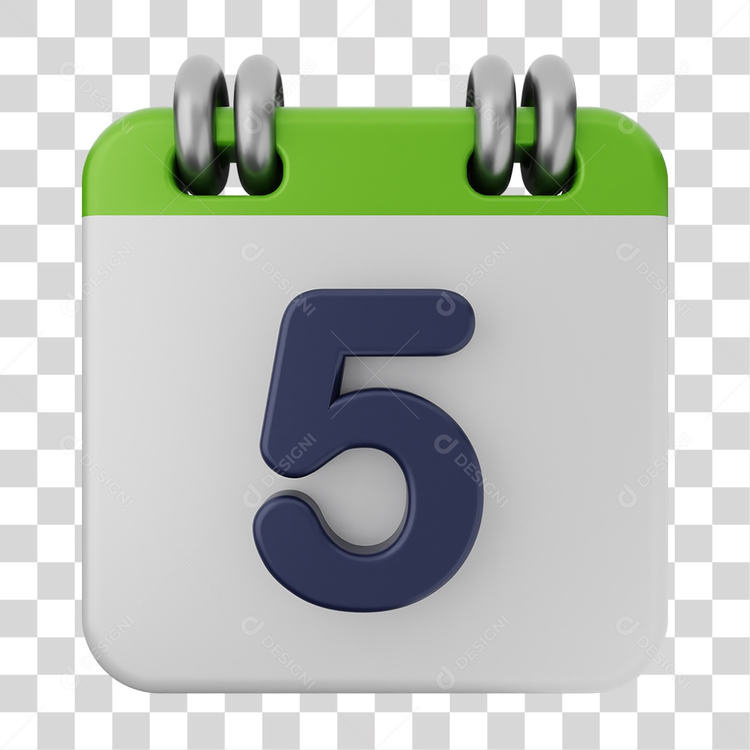 Elemento 3D Calendário Dia 5 PNG Transparente