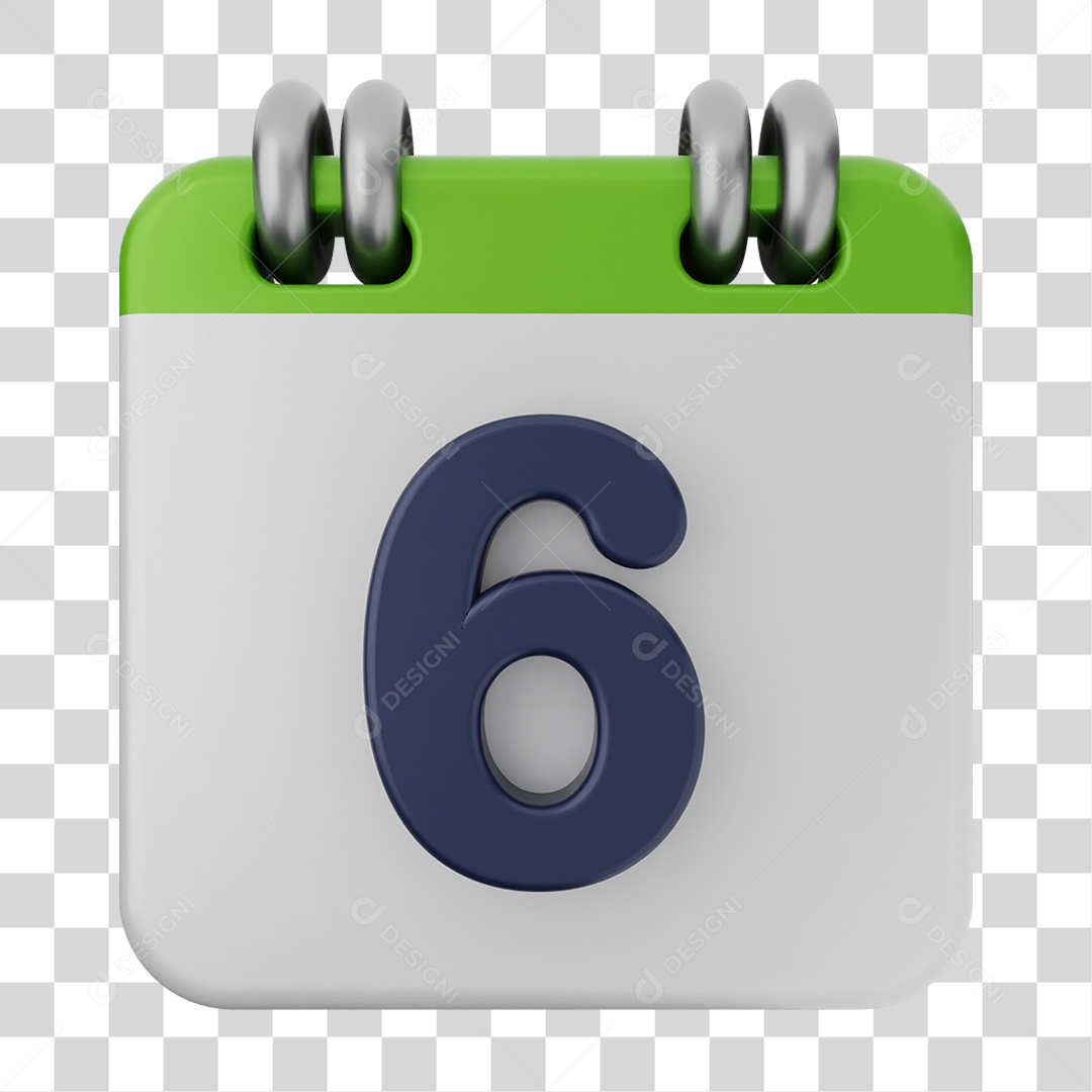 Elemento 3D Calendário Dia 6 PNG Transparente