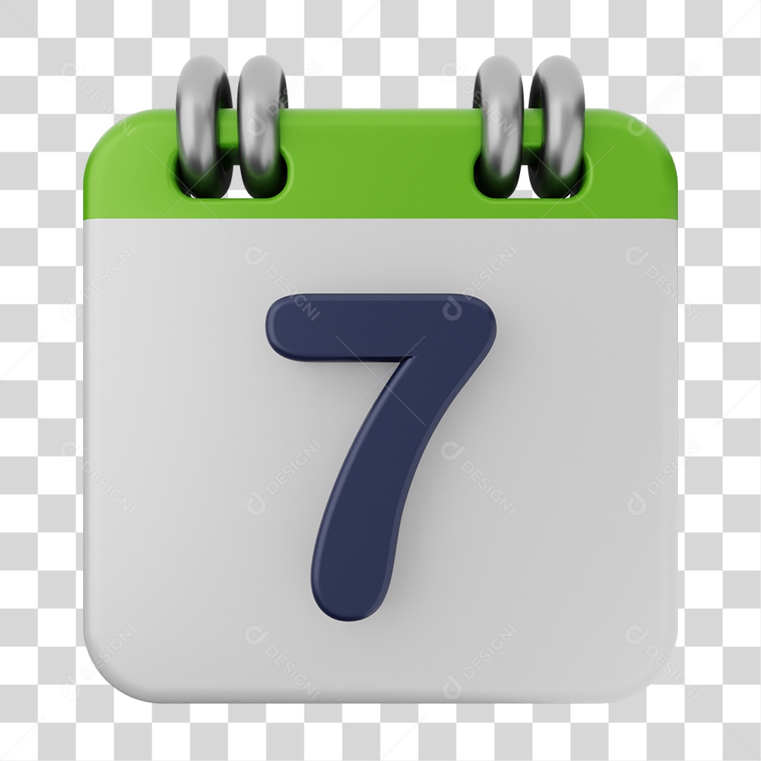 Elemento 3D Calendário Dia 7 PNG Transparente