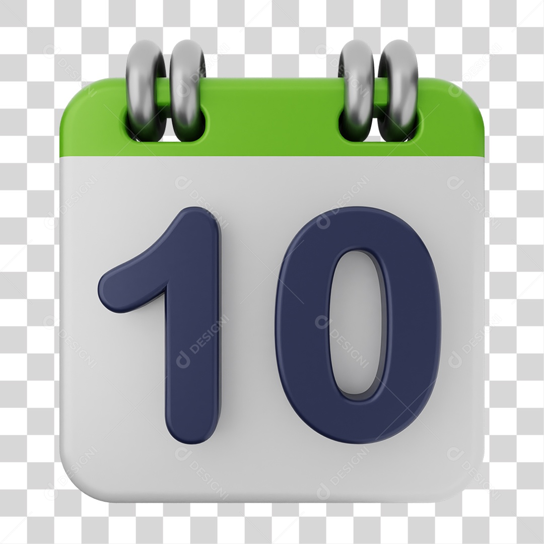 Elemento 3D Calendário Dia 10 PNG Transparente