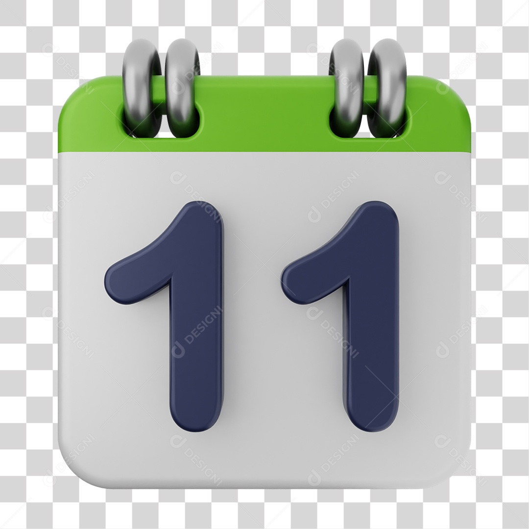 Elemento 3D Calendário Dia 11 PNG Transparente
