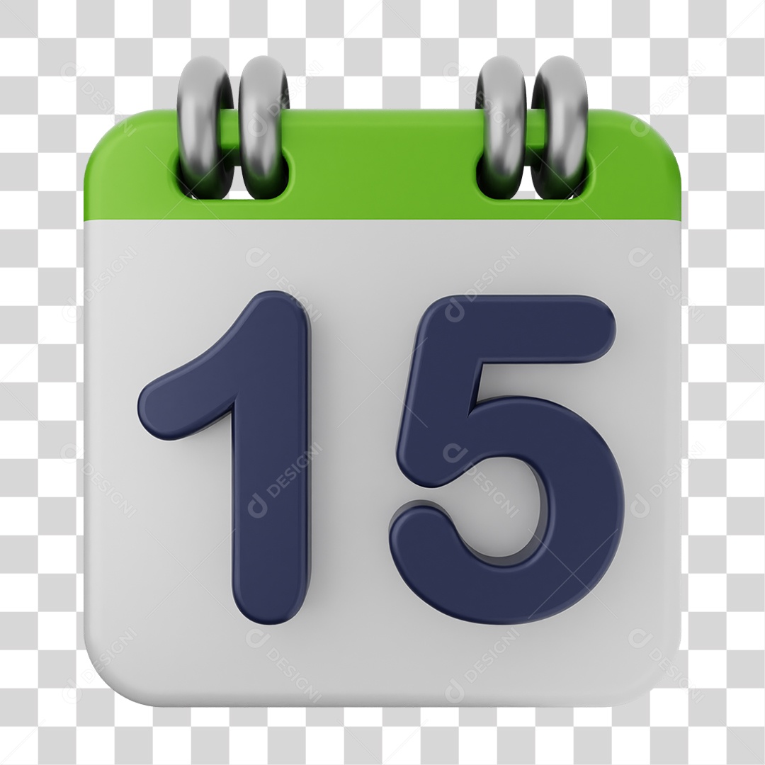 Elemento 3D Calendário Dia 15 PNG Transparente