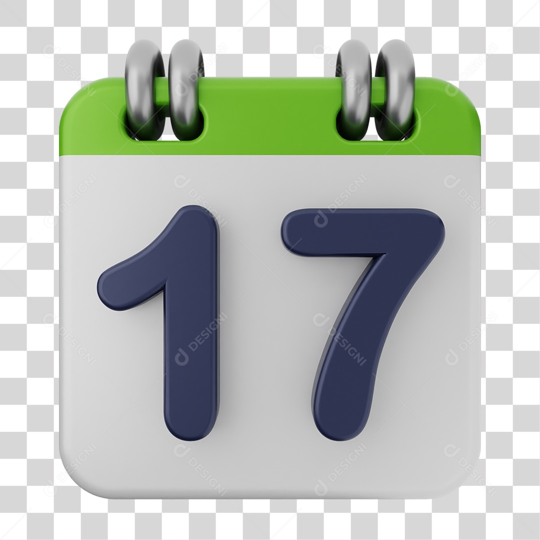 Elemento 3D Calendário Dia 17 PNG Transparente