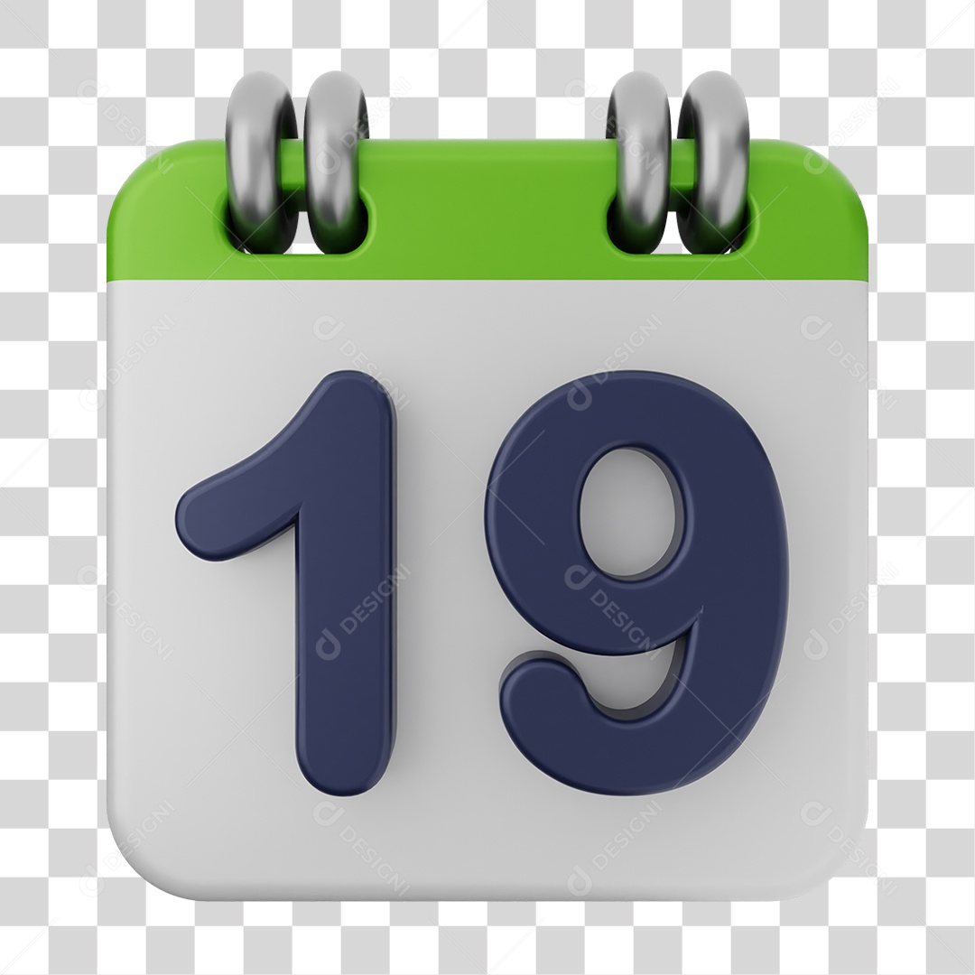 Elemento 3D Calendário Dia 19 PNG Transparente