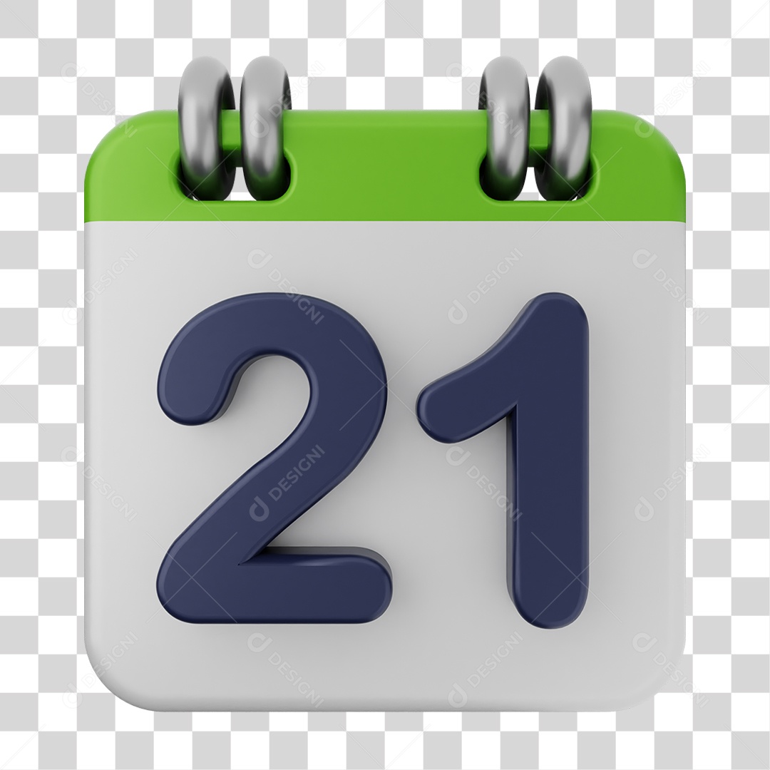 Elemento 3D Calendário Dia 21 PNG Transparente