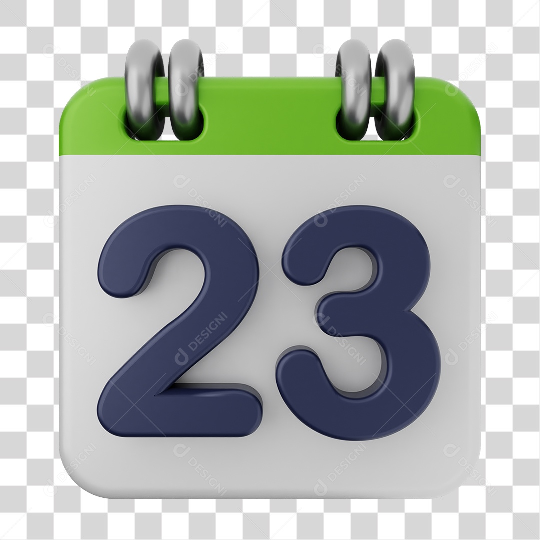 Elemento 3D Calendário Dia 23 PNG Transparente
