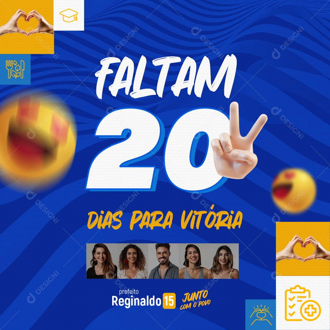 Política Faltam 20 Dias para Vitória Social Media PSD Editável