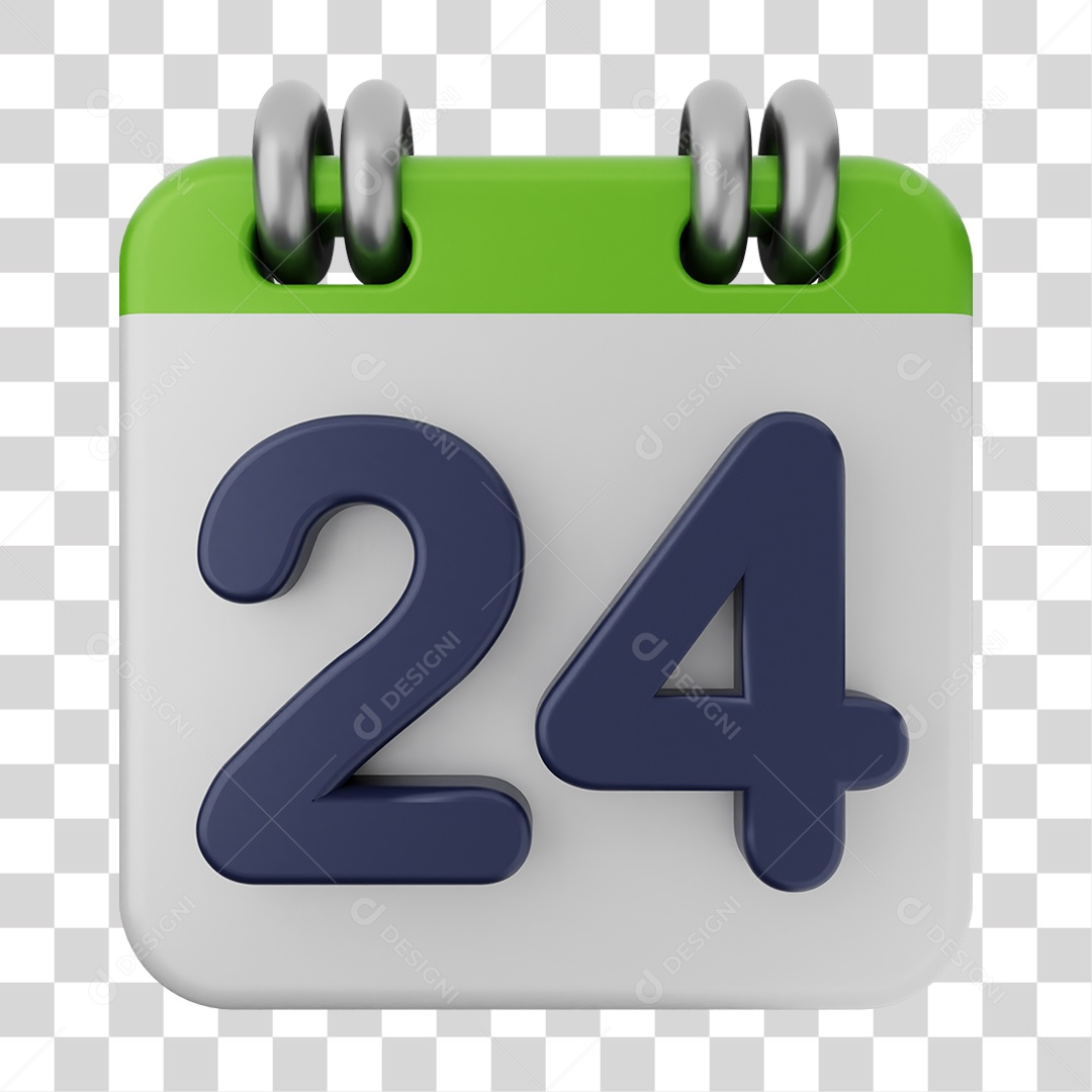 Elemento 3D Calendário Dia 24 PNG Transparente