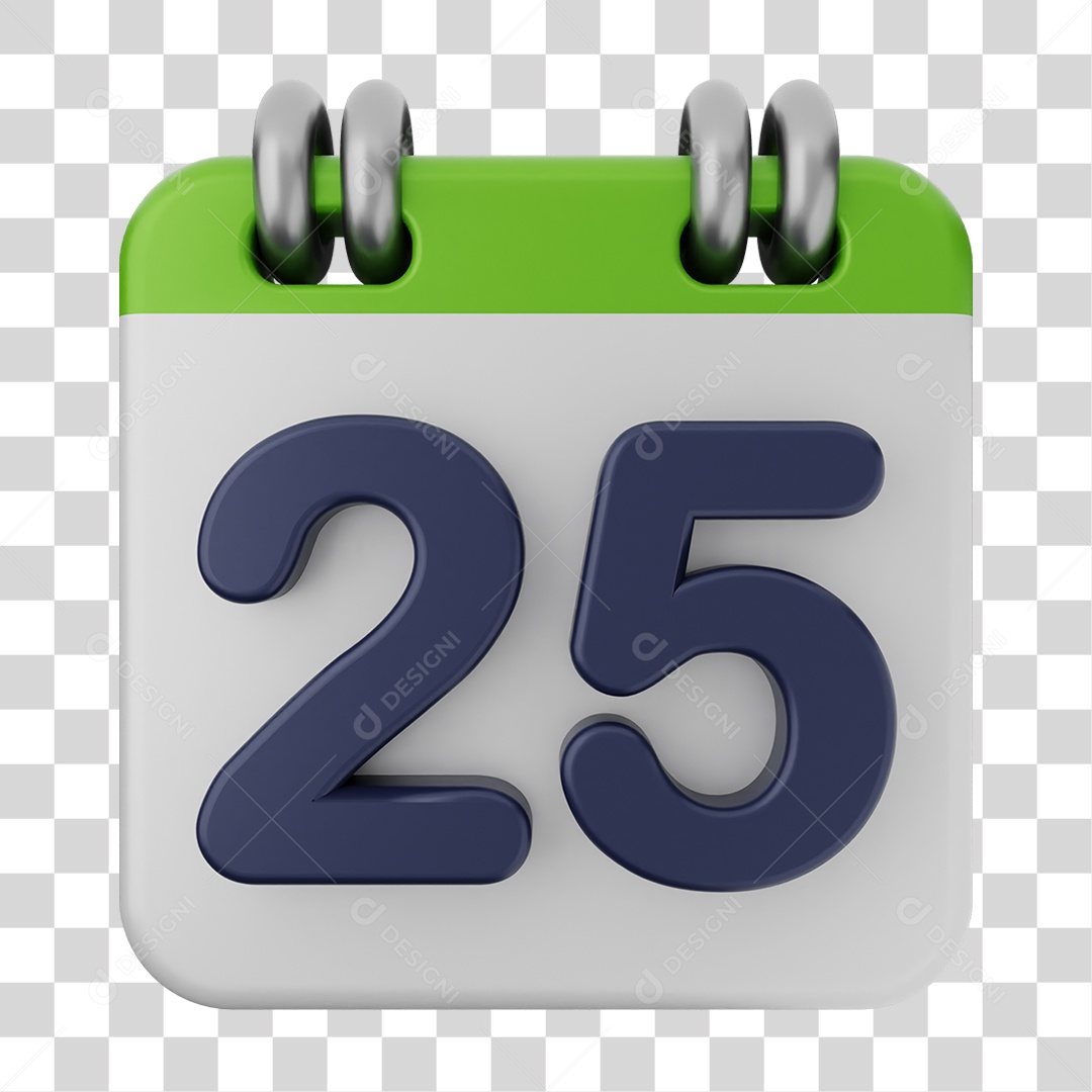 Elemento 3D Calendário Dia 25 PNG Transparente