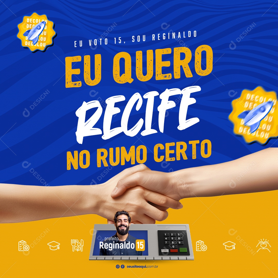 Política Eu Quero Recife no Rumo Certo Social Media PSD Editável