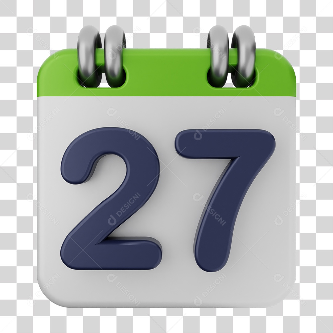 Elemento 3D Calendário Dia 27 PNG Transparente