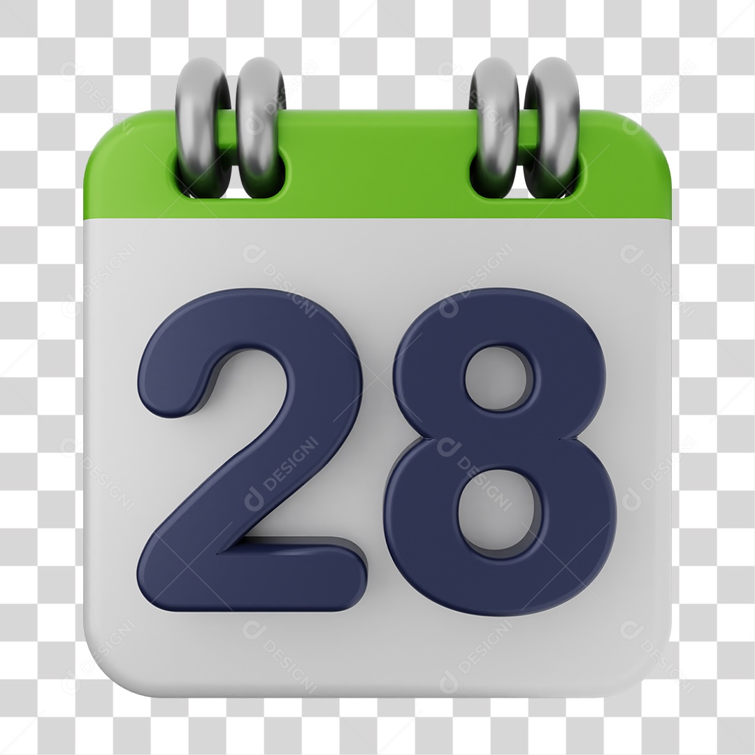 Elemento 3D Calendário Dia 28 PNG Transparente