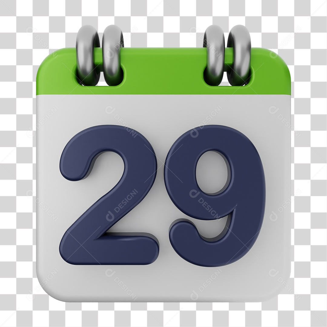Elemento 3D Calendário Dia 29 PNG Transparente