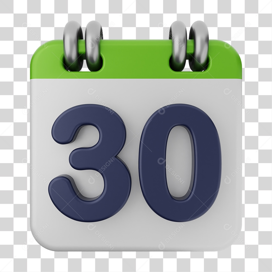 Elemento 3D Calendário Dia 30 PNG Transparente