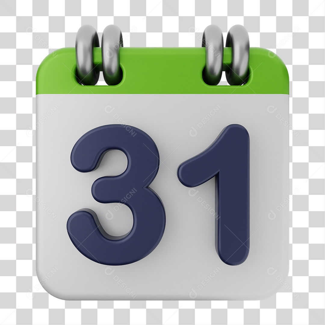 Elemento 3D Calendário Dia 31 PNG Transparente
