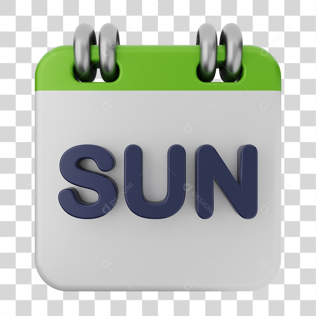 Elemento 3D Calendário Domingo PNG Transparente