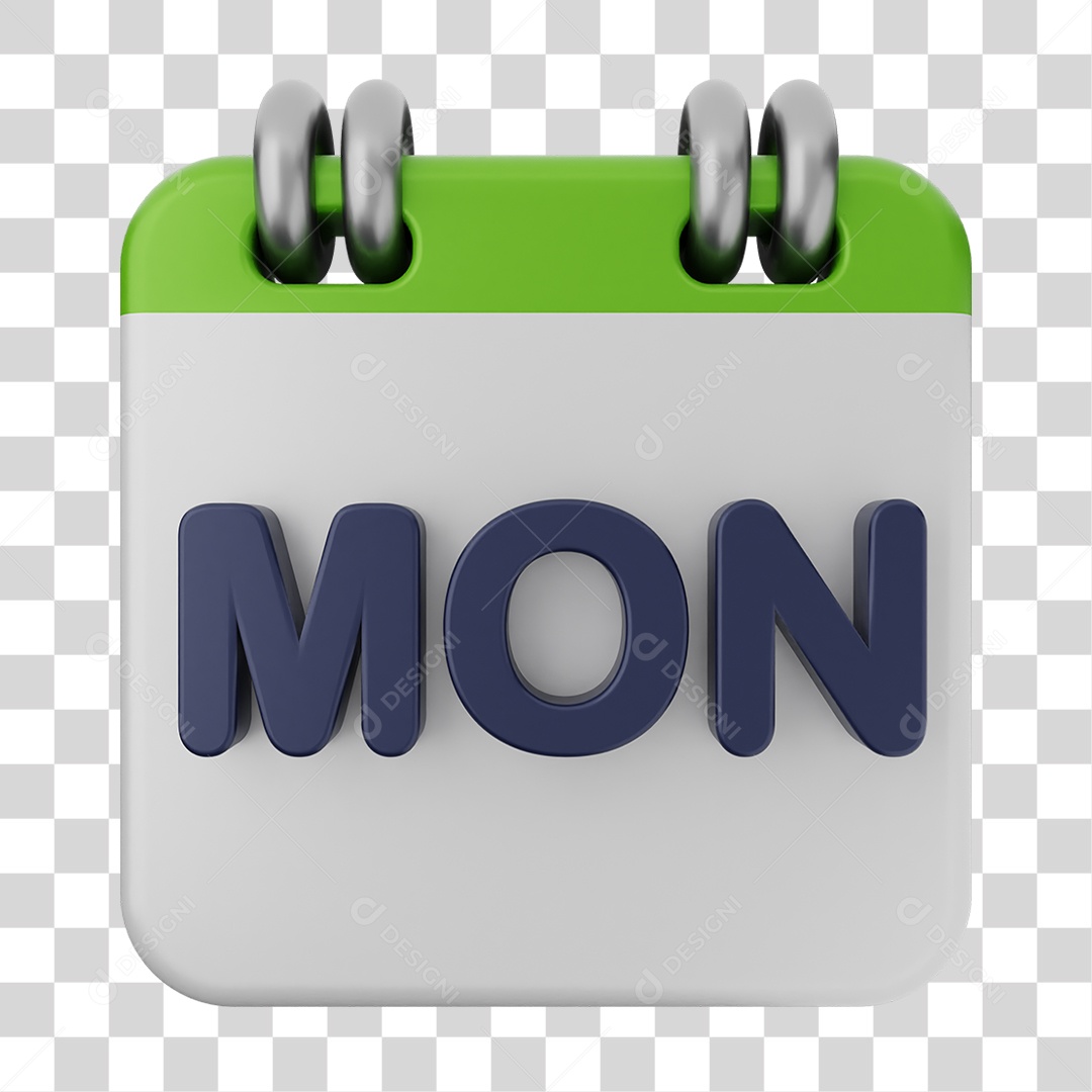 Elemento 3D Calendário Segunda Feira PNG Transparente