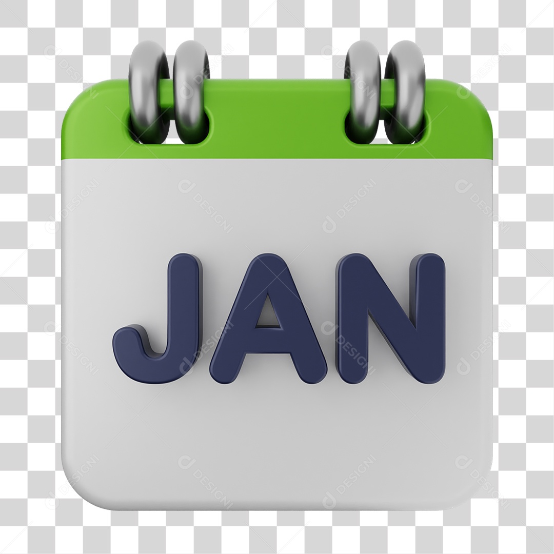 Elemento 3D Calendário Janeiro PNG Transparente