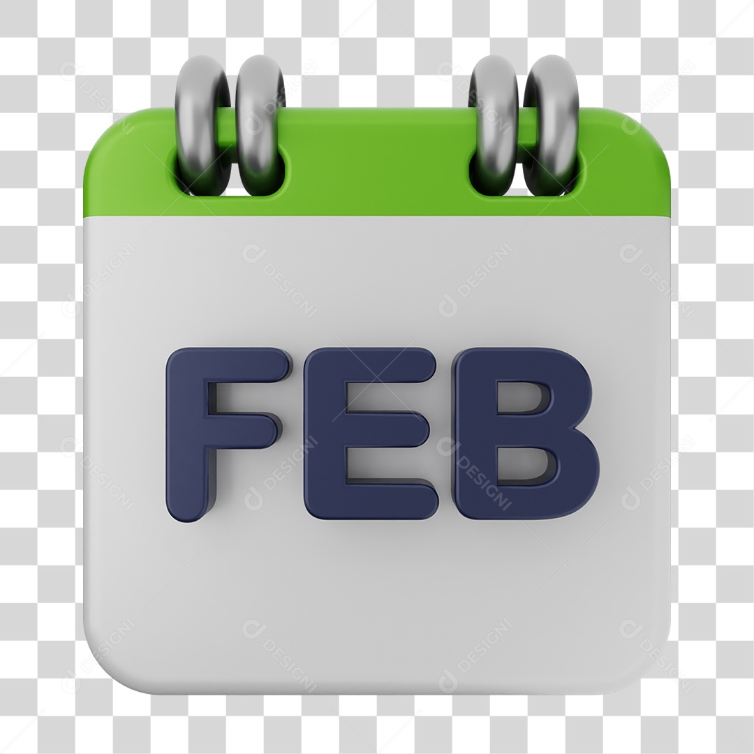 Elemento 3D Calendário Fevereiro PNG Transparente