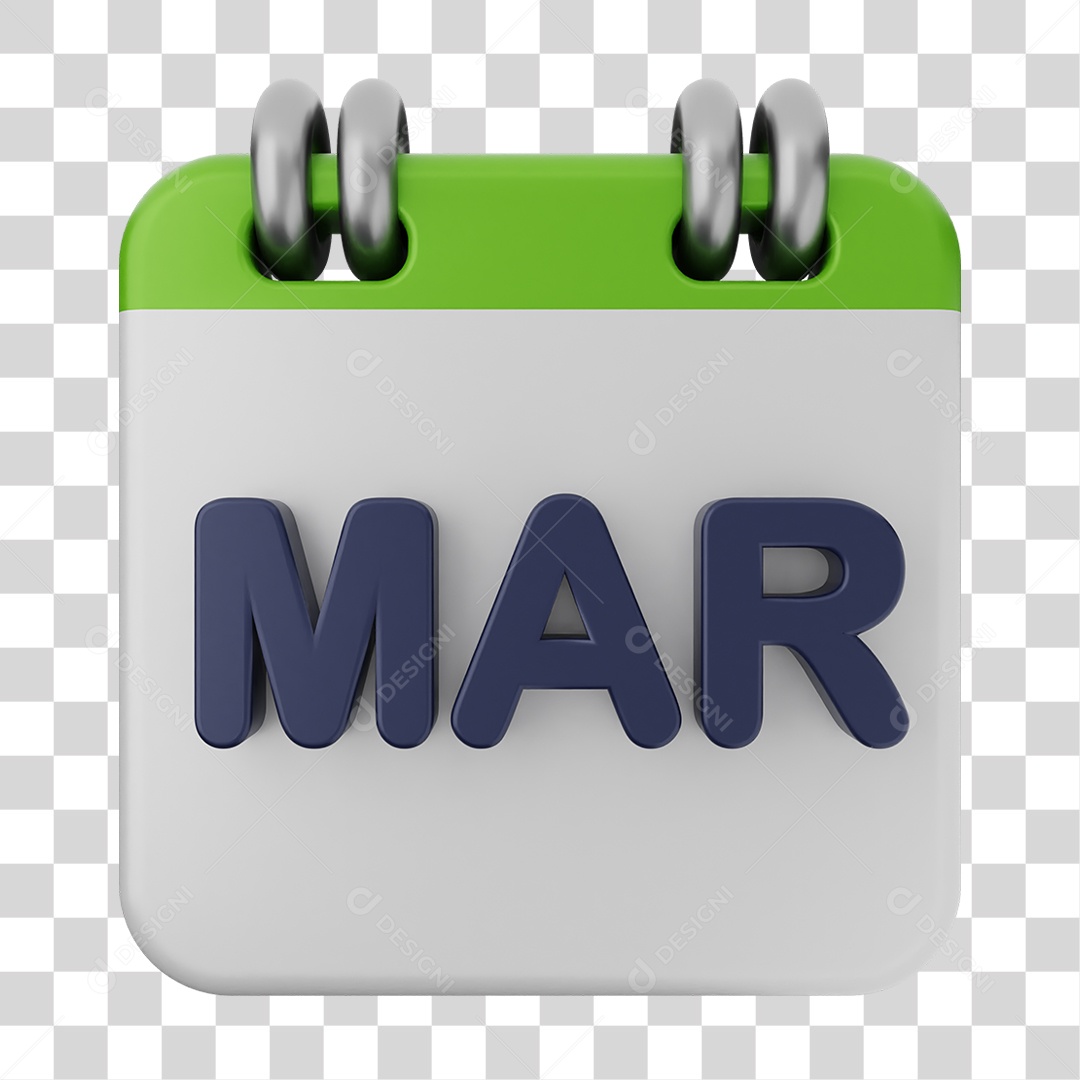 Elemento 3D Calendário Março PNG Transparente