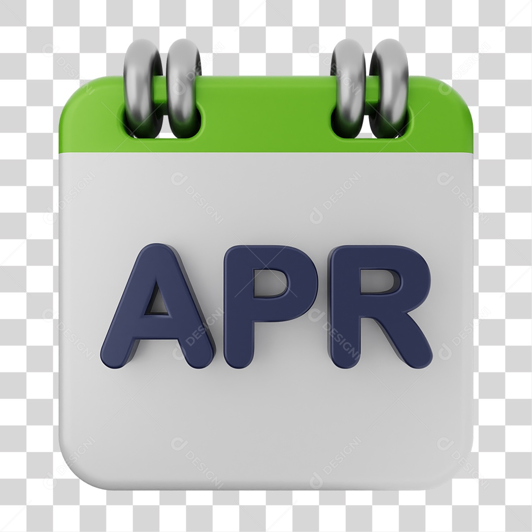Elemento 3D Calendário Abril PNG Transparente