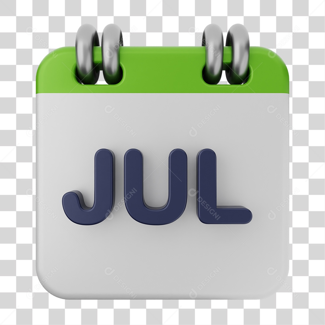 Elemento 3D Calendário Julho PNG Transparente
