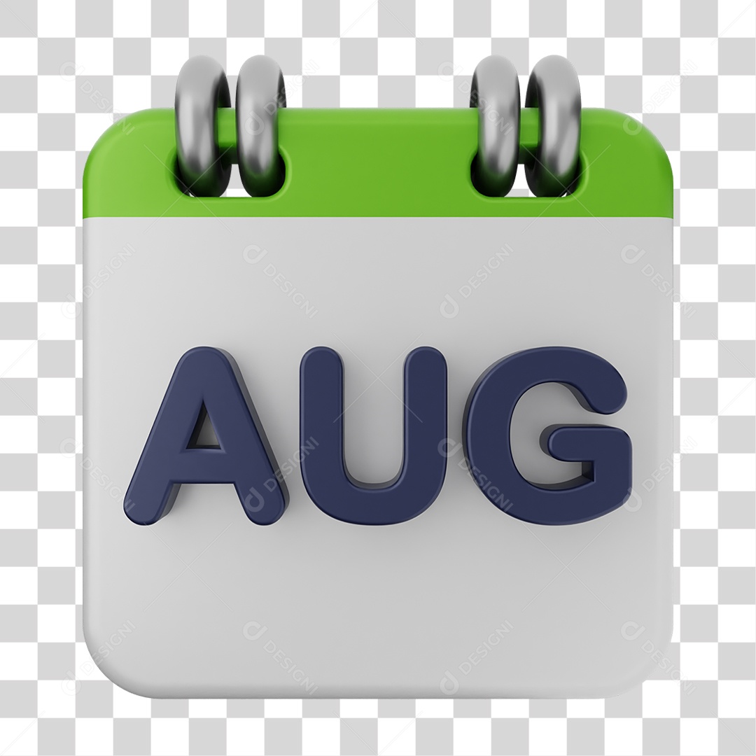 Elemento 3D Calendário Agosto PNG Transparente