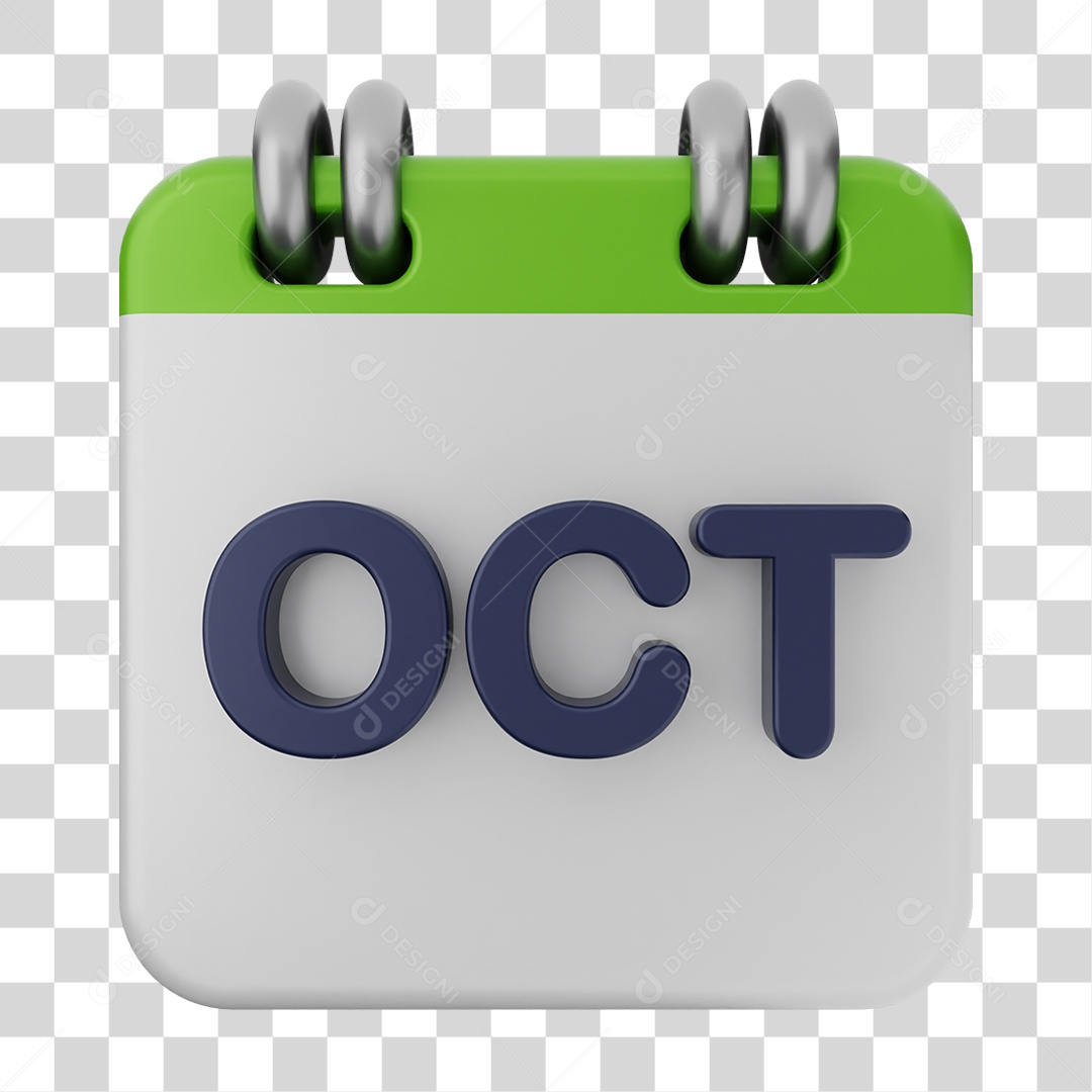 Elemento 3D Calendário Outubro PNG Transparente