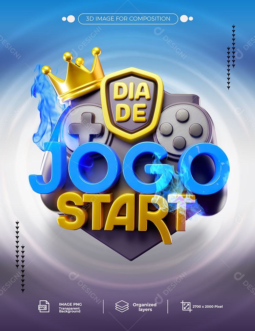 Dia de Jogo Stapt Selo 3D para Composição PSD