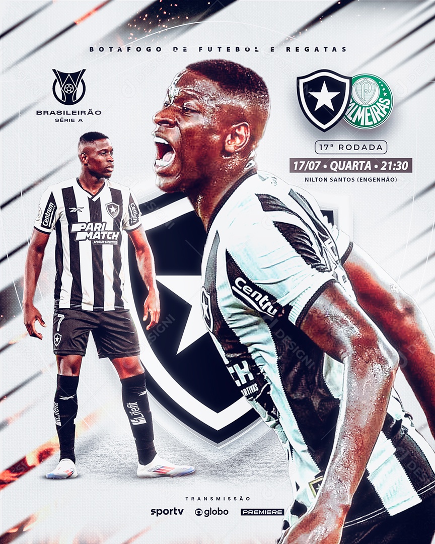 Futebol Botafogo x Palmeiras Social Media PSD Editável